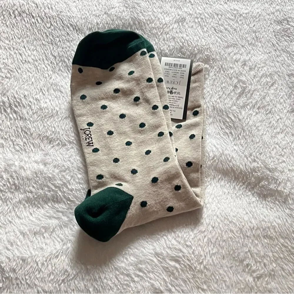 J.Crew Men’s Gray and Green Dot Socks NWT OS